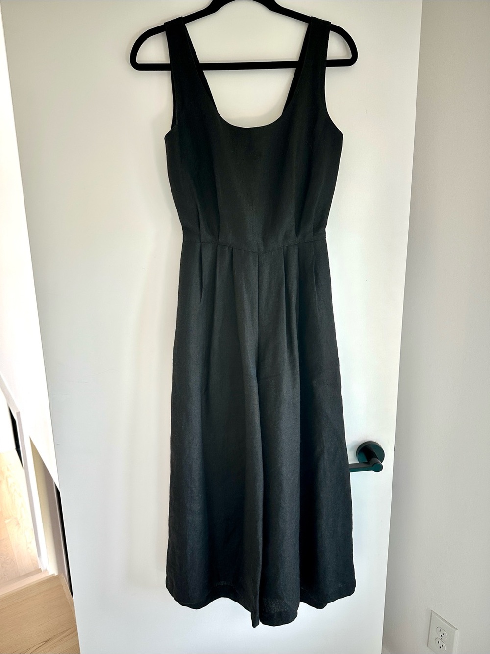 No. 6 Store Black Linen Jumpsuit with Tie Open Back